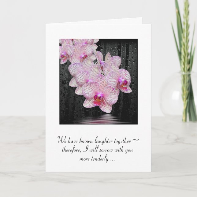 Rosa Orchids med Raindroppar för sympati Kort (Framsida)