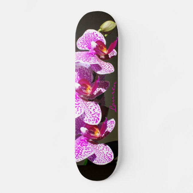 Rosa Orchids - monogram Skateboard Bräda 19,5 Cm (Framsida)