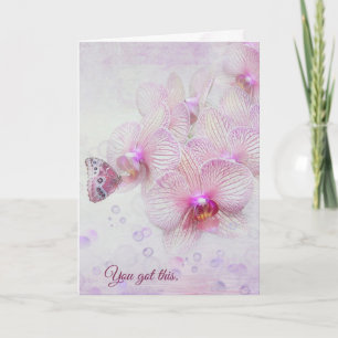 Rosa Orchids och Butterfly Thinking of You Kort