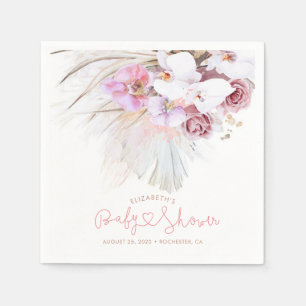 Rosa Orchids och Pampas Grass Elegant Boho Pappersservett