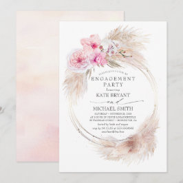 Rosa Orchids och Pampas Grass Förlovningsfest Inbjudningar