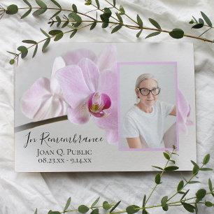 Rosa Orchids on Stem Dödsannjukbjudan Inbjudningar