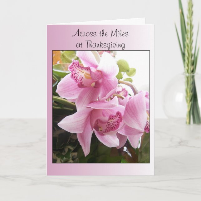 Rosa Orchids över Thanksgiving Card Helgkort (Framsida)