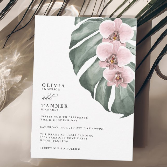 Rosa Orchids på den tropiska paradise Bröllop i Mo Inbjudningar (Skapare uppladdad)