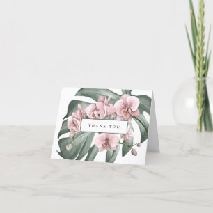 Rosa Orchids på Monstera Lush Tropical Tack Kort