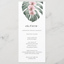 Rosa Orchids på Monstera Tropical Bröllop Menu Meny