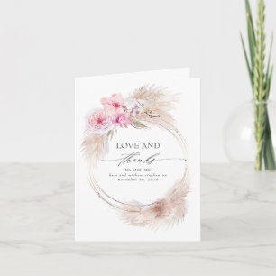 Rosa Orchids Pampas Grass Bröllop Tack Kort