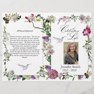 Rosa Orchids Peony Hummingbird-programmet Reklamblad