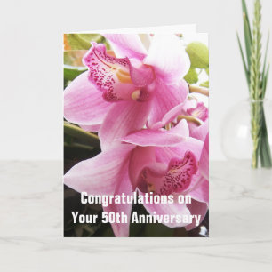 Rosa Orchids Personlig 50 Bröllop-årsdagen Kort