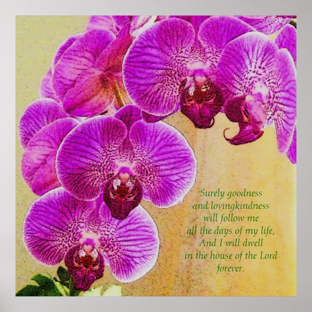 Rosa Orchids Psalm 23 Anpassningsbar Art Poster (Framsidan)