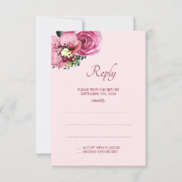 Rosa Orchids & Ro Bröllop-svarskort OSA Kort