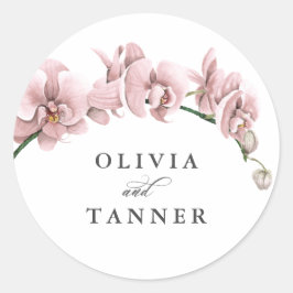 Rosa Orchids Tropical Paradise Bröllop Runt Klistermärke