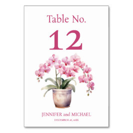 Rosa Orchids Watercolor Bröllop Bordsnummer
