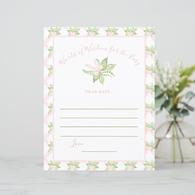 Rosa Ord Wisdom Sweet Pea Baby Shower Game (Stående Fram)