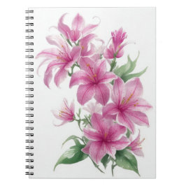 Rosa Oriental Lily Flowers Anteckningsbok