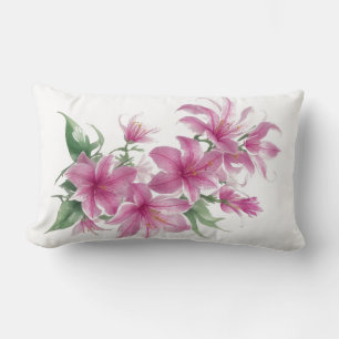 Rosa Oriental Lily Flowers Lumbarkudde