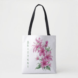 Rosa Oriental Lily Flowers Personlig Tygkasse