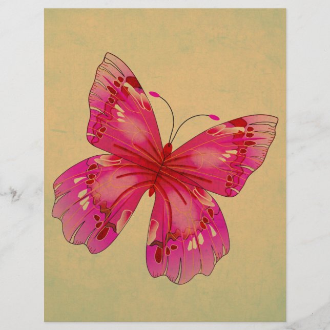 Rosa Oriental vintage butterfly art (Framsida)