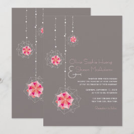 Rosa Origami Hanging Ornament Ljus Asian Bröllop Inbjudningar
