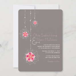 Rosa Origami Hanging Ornament Ljus Asian Bröllop Inbjudningar