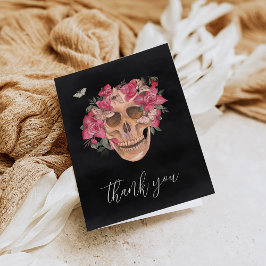 Rosa orkidé blomster skalle tack kort
