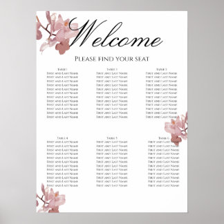 Rosa orkidé bröllopsplatsschema poster