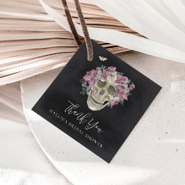 Rosa orkidéblomma dödskalle halloween bröllopsdusc gåvor etiketter