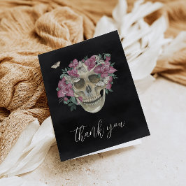 Rosa orkidéblomma dödskalle tack kort