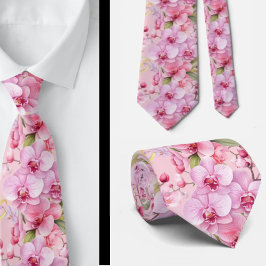 Rosa orkidéblommor halsduk slips