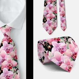 Rosa orkidéblommor halsduk slips