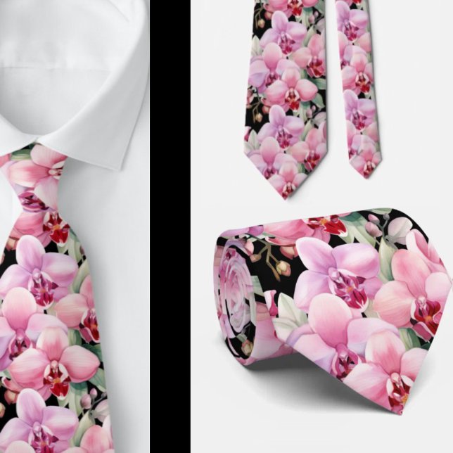 Rosa orkidéblommor halsduk slips (Skapare uppladdad)