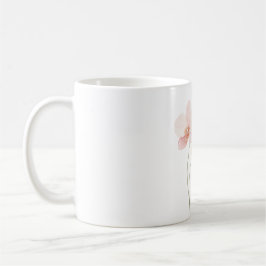Rosa orkidéblommor mintgrön fjäril kaffemugg