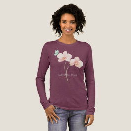 Rosa orkidéblommor mintgrön fjäril t shirt