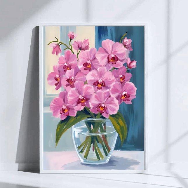 Rosa orkidéblomsterbukett akvarell poster (Skapare uppladdad)