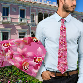 Rosa orkidéer bröllop mans halsduk slips