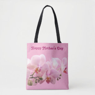 Rosa orkidéer “Happy Mother's Day”- Tygkasse