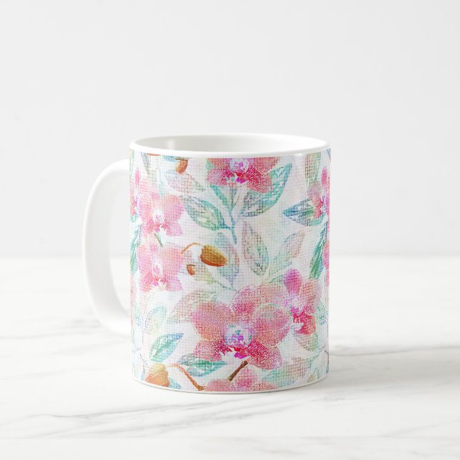 Rosa orkidéer. kaffemugg (Framsida vänster)