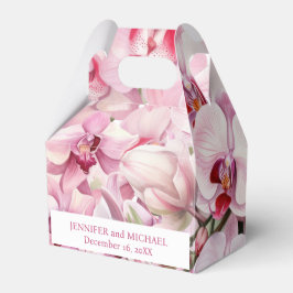 Rosa orkidéer vattenfärg presentaskar