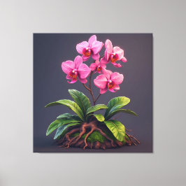 Rosa orkidéväxt med gröna blad canvastryck