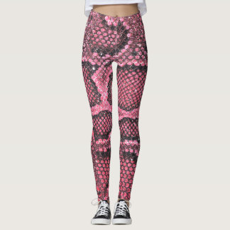 Rosa orm mönster leggings