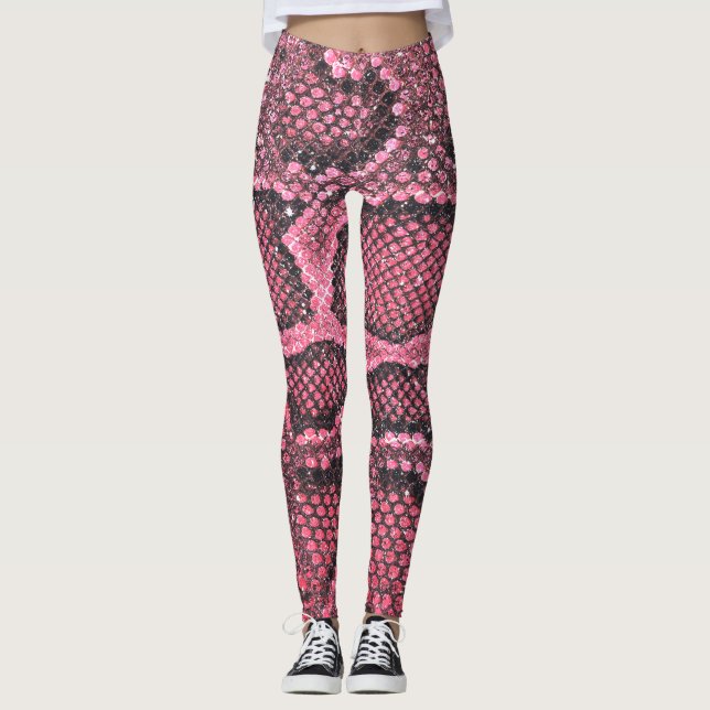 Rosa orm  mönster leggings (Framsida)