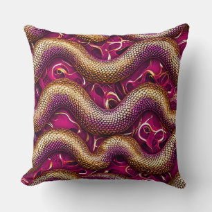 Rosa Ormmönster 🐍💗 Djärvt Chic Reptil Dekor Kudde