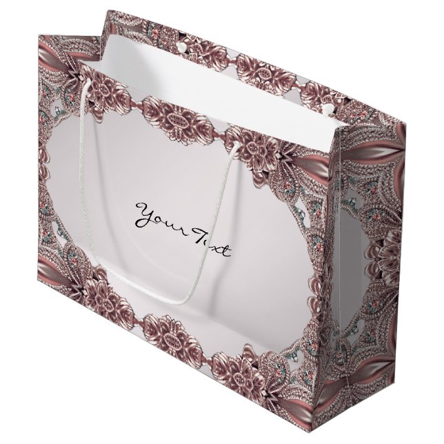 Rosa Ornamental Gift Bag (Framsidan Vinklad)