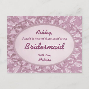 Rosa Ornamental - kommer du att bli min bridesmaid Inbjudan Vykort