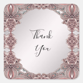 Rosa Ornamental Sticker Fyrkantigt Klistermärke