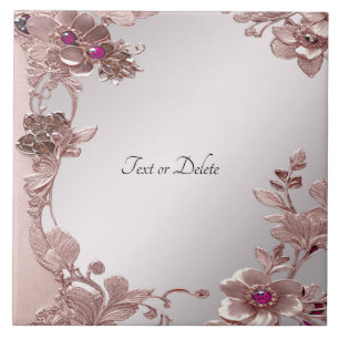 Rosa Ornate Blommigt Ceramic Tile Kakelplatta