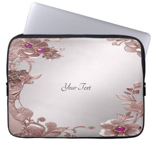 Rosa Ornate Blommigt Laptop sleeve