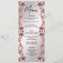 Rosa Ornate Blommigt Menu Meny