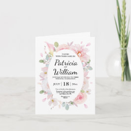 Rosa Örter Blommar Flowers Bröllop Card Call Inbjudan
