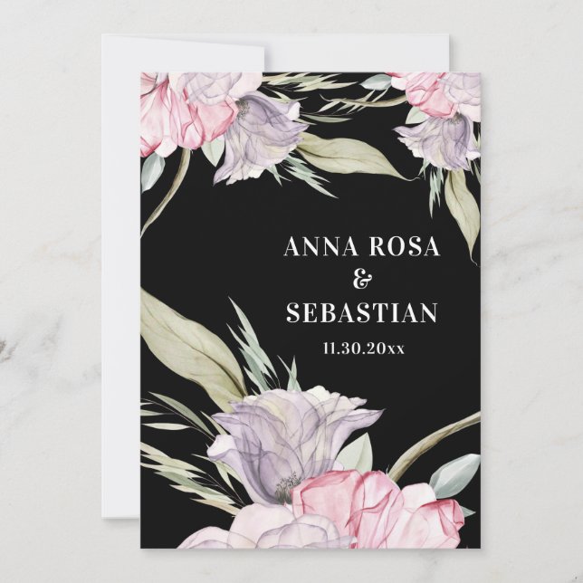 *~*  Rosa OSA Blommigt Ro AR15 Bröllop Inbjudningar (Framsida)